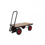 LOOPED HANDLE TURNTABLE TRUCK - 1500 x 700mm Platform - Flat Deck - 400mm Pneumatic Wheels STUT1091QPR