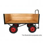 LOOPED HANDLE TURNTABLE TRUCK - 1500 x 700mm Platform - Slide in 2x200mm =400mm Deep Sides - 400mm Pneumatic Wheels STUT1093QPR
