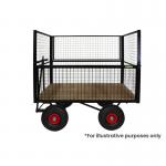 HD TURNTABLE TRUCK - 1500 x 750mm Platform - with Wire Mesh Superstructure (Hinged Sides) - 355mm Cushion Wheels STUT1115PCR