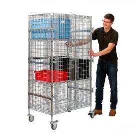 Security Trolley Swivel (x2 Braked) Castors Wire Mesh 350kg Silver SW091Y