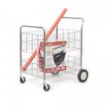 Wire Trolley 2 Shelves (1 removable) Fixed/Swivel (x2 Braked) Castors Chrome Plated Wire 120kg Silver SWI52Y