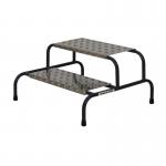 Wide Work Steps - 2 Tread 400mm Platform Height - Chequer Plate Tread - without Wheels SWW02C