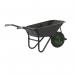 OLYMPUS WHEELBARROW - Black Frame, Black Pan, Pneumatic Wheel with Green Centre WBBBLP1