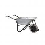 OLYMPUS WHEELBARROW - Black Frame, Galvanised Pan, Grey Puncture Proof Wheel with Black Centre WBBGAG7