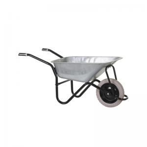 OLYMPUS WHEELBARROW - Black Frame, Galvanised Pan, Grey Puncture Proof