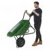 OLYMPUS WHEELBARROW - Black Frame, Green Plastic Pan, Pneumatic Wheel with Green Centre WBBGRP5