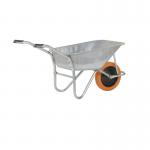 OLYMPUS WHEELBARROW - Galvanised Frame, Galvanised Pan, Orange Puncture Proof Wheel with Black Centre WBGGAO4