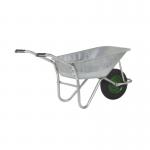 OLYMPUS WHEELBARROW - Galvanised Frame, Galvanised Pan, Pneumatic Wheel with Green Centre WBGGAP3