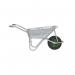 OLYMPUS WHEELBARROW - Galvanised Frame, Galvanised Pan, Pneumatic Wheel with Green Centre WBGGAP3