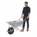 OLYMPUS WHEELBARROW - Galvanised Frame, Galvanised Pan, Pneumatic Wheel with Green Centre WBGGAP3