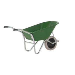 OLYMPUS WHEELBARROW - Galvanised Frame, Green Plastic Pan, Grey