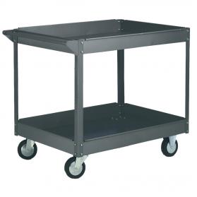 Tray Trolley 2 Deep Trays Swivel (x2 Braked)Castors Steel 250kg Grey WI202Y