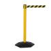 Obex Barriers Weatherproof Single Belt Barrier; Belt Length mm: 3400; Black Post; Black/Yellow Chevron WMS34CHBPBYC
