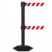 Obex Barriers Weatherproof Twin Belt Barrier Belt Length mm: 3400 Black Post Red/White Chevron WMT34CHBPRWC