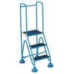 Fort Domed Feet Step 3 Tread With full handrail Anti-slip with tread clamps Blue WS513_Blue