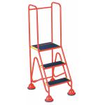 Fort Domed Feet Step 3 Tread With full handrail Anti-slip with tread clamps Red WS513_Red
