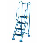Fort Domed Feet Step 4 Tread With full handrail Anti-slip with tread clamps Blue WS514_Blue