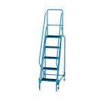 Fort Mobile Step 5 Tread With Full Handrail Anti-slip with tread clamps Blue WS7015