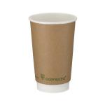 Double Wall Coffee Cup PLA Lined 16oz Kraft (Pack of 500) B04014 GPK40356