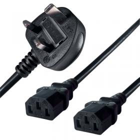 Connekt Gear 2.5m Mains Splitter Cable Plug To 2 C13 Sockets 27-0115B GR02320