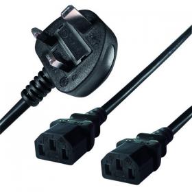 Connekt Gear 2.5m Mains Splitter Cable Plug to 2 C13 Sockets 27-0115B GR02320