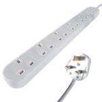 Connekt Gear 3M 6-Way Power Extension Lead White 27-6030 GR02432