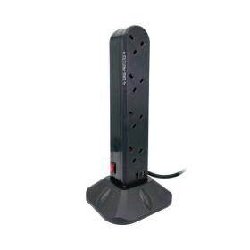 Connekt Gear 8 Way Surge Protected Socket Tower Block with USB Ports UK 27-8020S to USB GR05205