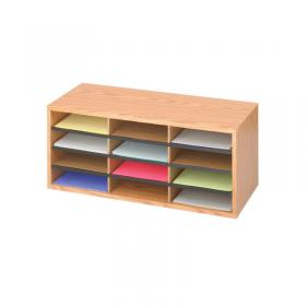 12 Compartment Literature Organiser 740x302x310mm Beech 9401MO GU94010