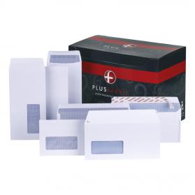 Plus Fabric Envelopes PEFC Wallet Self Seal 120gsm DL 220x110mm White Ref H25470 Pack of 500 H25470