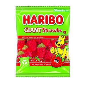 Haribo Giant Strawbs Sweets Share Size Bag 160g Pack of 12 095730