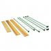 The photograph shows a set of school stationery agility planks, measuring 2.13m and with hooks on one end. The planks are neatly arranged and ready for use, with a sleek and modern design. They appear to be sturdy and durable, perfect for use in a classroom setting. The bright colors of the planks add a fun and playful touch to any learning environment.
