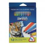 Swash Fine Tipped Felt Tip Pen Assorted, Pack of 12