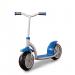 The photograph shows a bright blue scooter surrounded by various school stationery items such as pencils, notebooks, and rulers. The scooter has a sleek design with shiny wheels and a sturdy frame. The stationery items are neatly arranged around it, adding a touch of color to the composition. The scooter appears ready to zoom off on an adventure while the stationery items await their important tasks ahead.