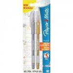 Paper Mate PM300 Rollerball Pen Metallic Pack of 2