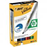 Bic Velleda Whiteboard Marker Assorted, Chisel Tip Pack of 4