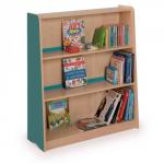 Tall Single Sided Static Bookcase 1000 x 350 x 1200mm, Moveable Castors Turquoise