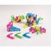 A photo of bright and colourful school stationery pegs shows a variety of vibrant hues, including pink, yellow, blue, and green. The pegs are rectangular in shape and have a matte finish. Each peg is equipped with a metal clasp that can hold small items such as notes or paper. The stationery pegs are placed next to each other on a clean white background, creating a visually appealing and organized display.