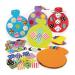 This photo displays a neatly arranged pack of school stationery bauble cards and shapes. The baubles feature a range of colorful patterns and designs, while the shapes include circles, squares, and triangles. Ideal for adding a fun touch to school projects or decorations.