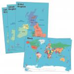 World And Uk Deskmaps Pack Of 5