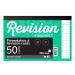 The picture shows a range of school stationery items, including revision cards in a crisp white color. The cards measure 105x102mm and have a professional look, perfect for students to use for studying and organizing notes.