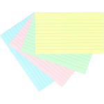 This picture shows various school stationery record cards, sized 6x4in. The assorted colors and designs are perfect for organizing and tracking important information for school or work.