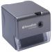 The photograph captures a sleek, silver electric sharpener with an 8mm capacity, specifically designed for school stationery. The sharpener features an autofeed function, making it extremely efficient and user-friendly. Its modern design and compact size make it a convenient addition to any classroom or office space.
