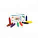 The image shows a set of chunky crayons in assorted colors, each measuring 57 x 144mm. These school stationery crayons have a thick, chunky shape perfect for little hands to grip and are great for coloring and drawing.