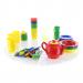 This photograph showcases a complete School Stationery Breakfast and Dinner Set. The set includes a variety of items, such as pens, pencils, erasers, notebooks, rulers, and a lunchbox and water bottle. The bright colors and fun designs make it perfect for children of all ages.