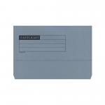 The photo shows a collection of blue Eastlight document wallets, neatly lined up on a surface. The wallets are labeled with the brand name and have a smooth, textured finish. Each wallet has a flap with an elastic band to secure it closed and there are 50 wallets in total. They appear to be high quality and perfect for organizing documents at school or work.