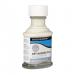 The school stationery art masking fluid is a slim, cylindrical bottle made of clear plastic. The label on the bottle displays the product name and brand, with a detailed image of a paintbrush dipped in white liquid. The fluid itself is a milky white color and has a smooth texture. The bottle also includes a small, pointed applicator for precise use. Overall, the photograph captures the simplicity and practicality of this art material.