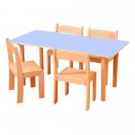 Pastel Blue Rect Table H46 And 4 Chairs