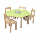 Pastel Green Hex Table H46 With 4 Chairs