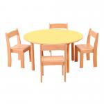 Pastel Yellow Round Table H46 Withchairs