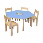 Pastel Blue Hex Table H53 And 4 Chairs